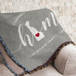 Delaware Home State Personalised Rustic Throw Blanket<br><div class="desc">Show some home state pride with this cute rustic grey throw blanket featuring "home" in white calligraphy script lettering with a silhouette map of the state of Delaware standing in for the letter "O." A red heart illustration inside the state map completes the design; you can change the position of...</div>