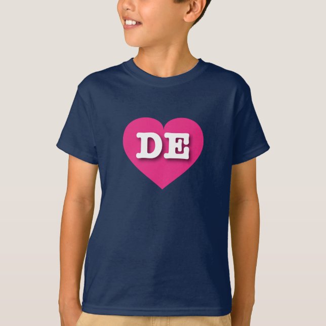 Delaware Hot Pink Heart - I love DE T-Shirt (Front)