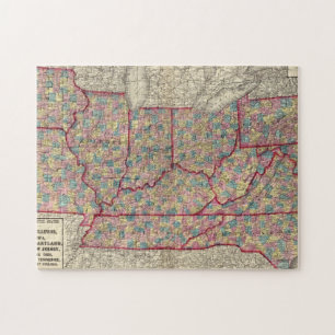 Delaware, Illinois, Indiana, and Iowa Jigsaw Puzzle