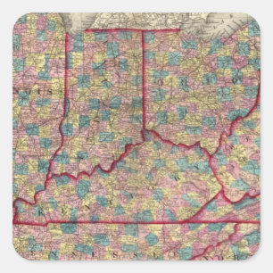 Delaware, Illinois, Indiana, and Iowa Square Sticker