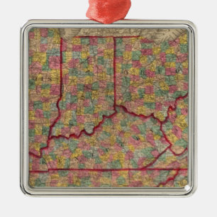 Delaware, Illinois, Indiana, Iowa North Carolina Metal Ornament