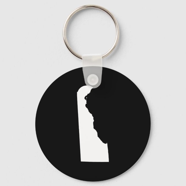 Delaware in White and Black Key Ring (Front)