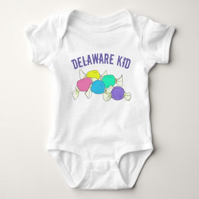 Delaware Kid Salt Water Taffy Candy Beach DE Baby Bodysuit (Front)
