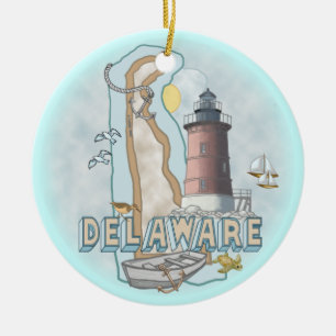 Delaware Lighthouse Ceramic Ornament