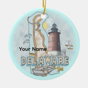 Delaware Lighthouse Ceramic Ornament