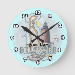 Delaware Lighthouse Round Clock