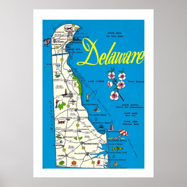 Delaware Map 20x28 Poster Print (Front)