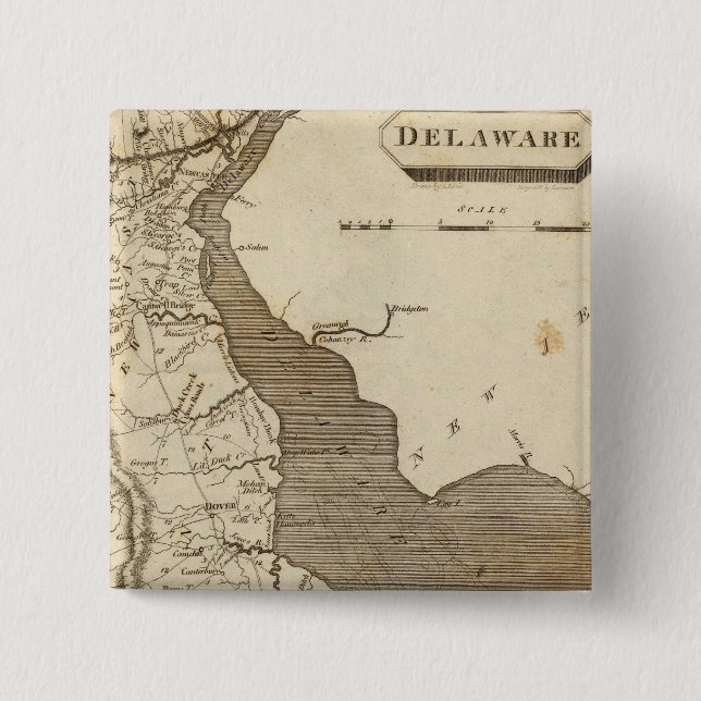 Delaware Map by Arrowsmith 15 Cm Square Badge (Front)