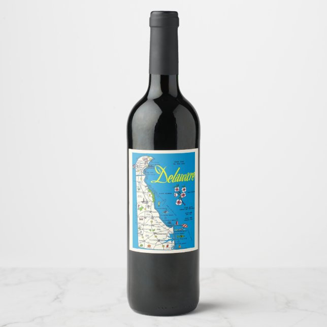 Delaware Map  Wine Label (Front)