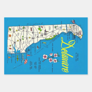 Delaware Map Wrapping Paper Sheet