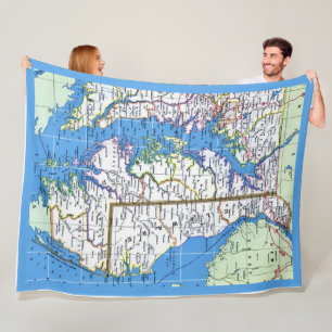 Delaware - Maryland Vintage Map Fleece Blanket