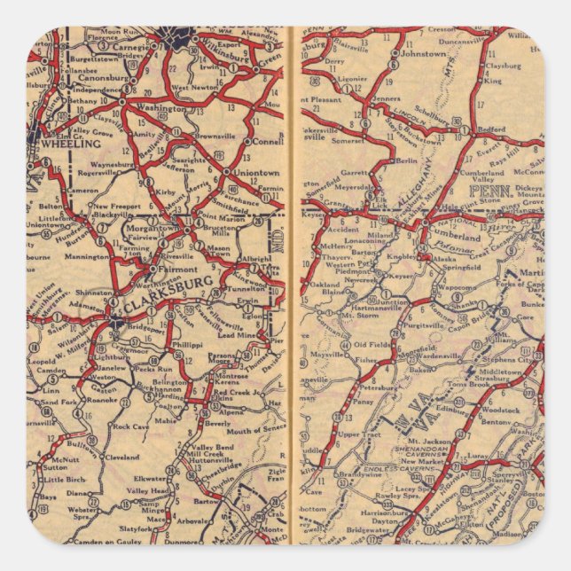 Delaware, Maryland, Virginia, West Virginia Square Sticker