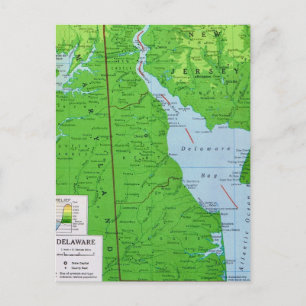 Delaware & New Jersy Map Postcard