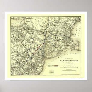 Delaware & North River Railroad Map 1890 Poster