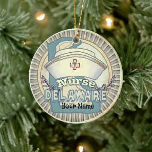Delaware Nurse  Ceramic Ornament