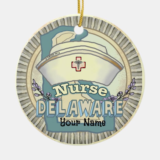 Delaware Nurse Ceramic Ornament (Front)