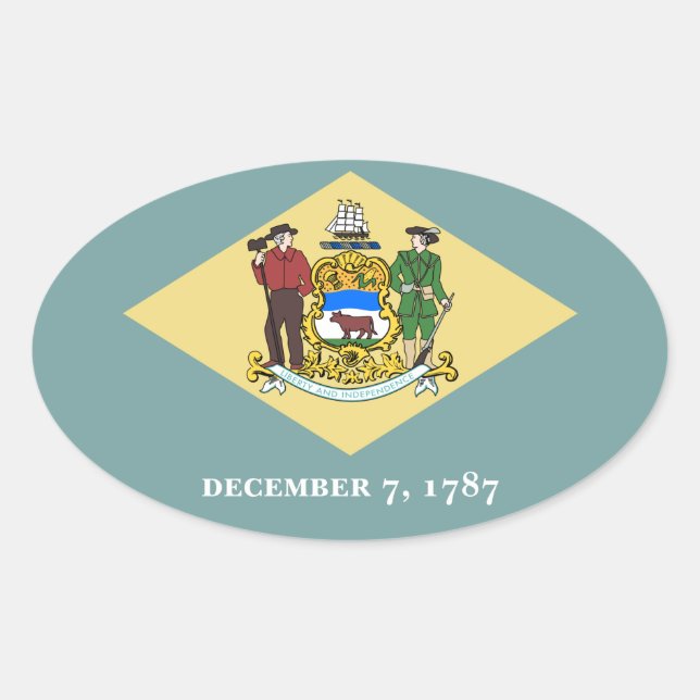 Delaware Oval Sticker (Front)