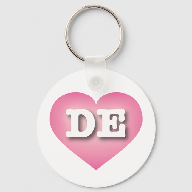 Delaware Pink Fade Heart - I love DE Key Ring (Front)