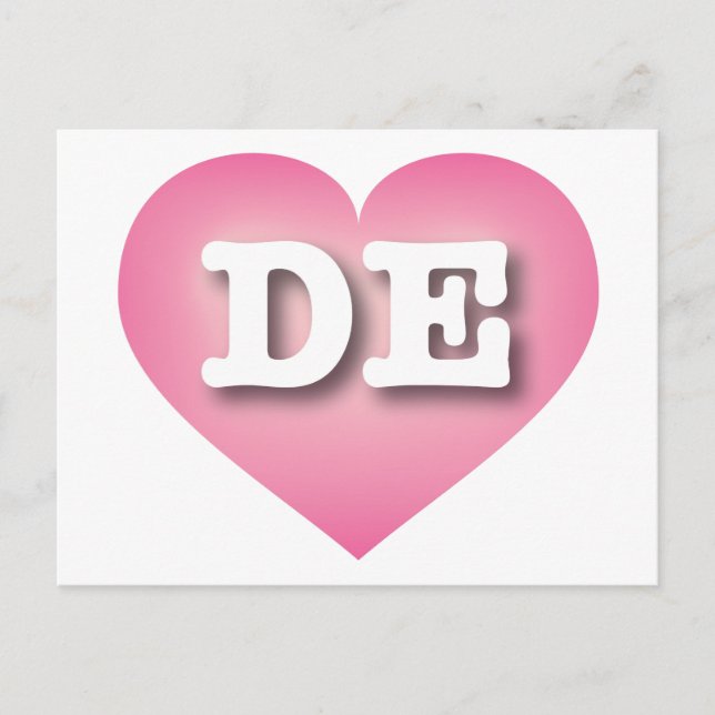 Delaware Pink Fade Heart - I love DE Postcard (Front)