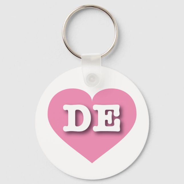 Delaware Pink Heart - I love DE Key Ring (Front)