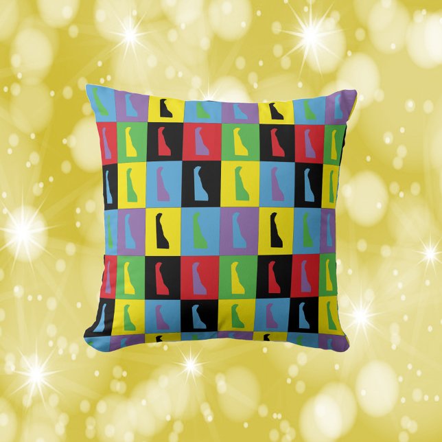 Delaware Pop Art State Pattern Cushion (A fun pillow with a pop art pattern of the US state of Delaware)