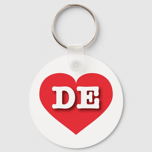 Delaware Red Heart - I love DE Key Ring (Front)