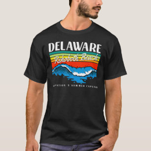 Delaware Rehoboth Beach Retro Surf Wave Graphic T-Shirt