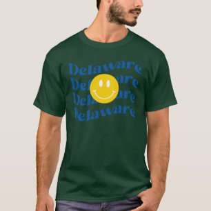 Delaware Repeating Text with Smiley Face Oversized T-Shirt