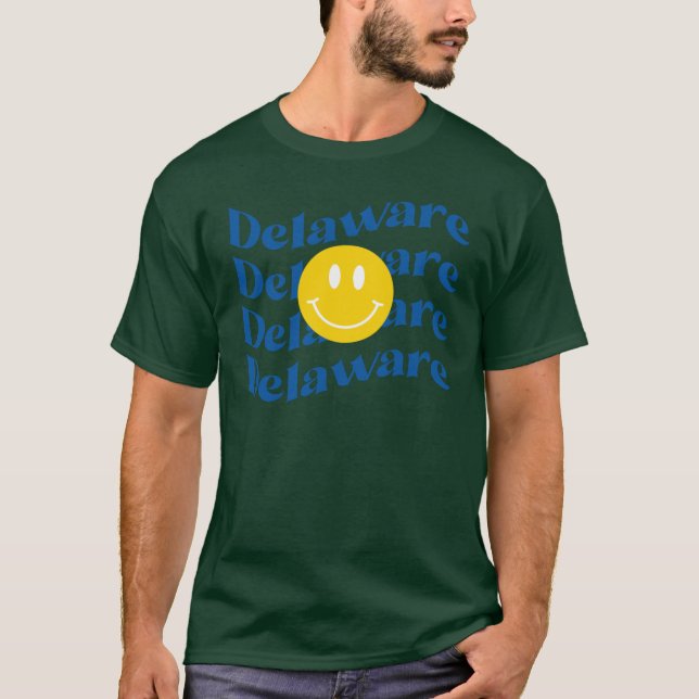 Delaware Repeating Text with Smiley Face Oversized T-Shirt (Front)