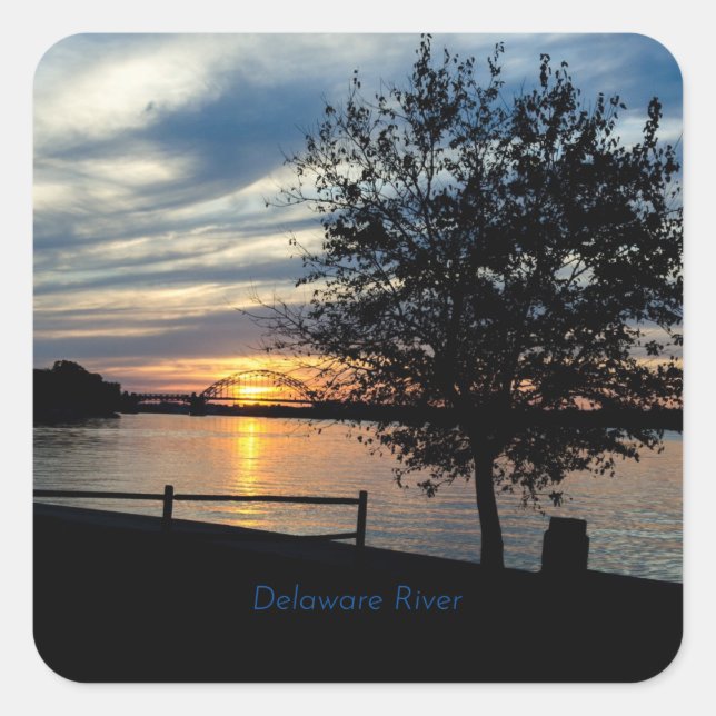Delaware River, scenic photograph, Square Sticker (Front)
