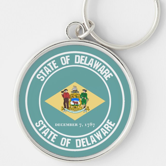 Delaware Round Emblem Key Ring (Front)