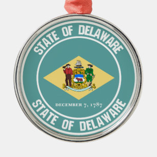 Delaware Round Emblem Metal Ornament