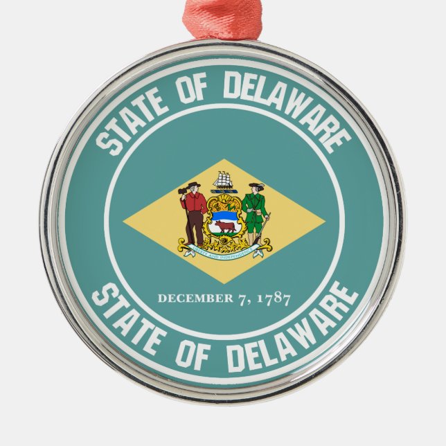 Delaware Round Emblem Metal Ornament (Front)