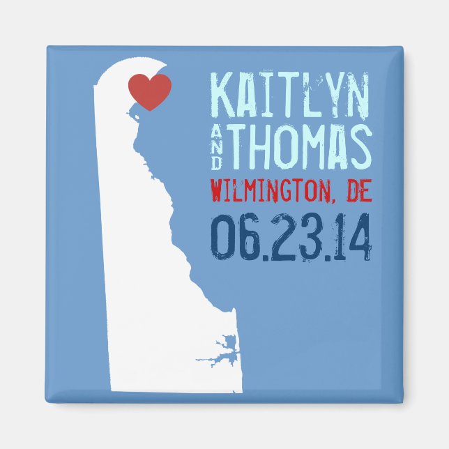 Delaware Save the Date - Customisable City Magnet (Front)