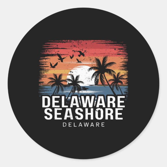 Delaware Seashore Delaware Surfing Surfer  Classic Round Sticker (Front)