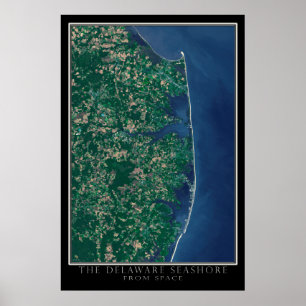Delaware Seashore From Space Satellite Map Poster