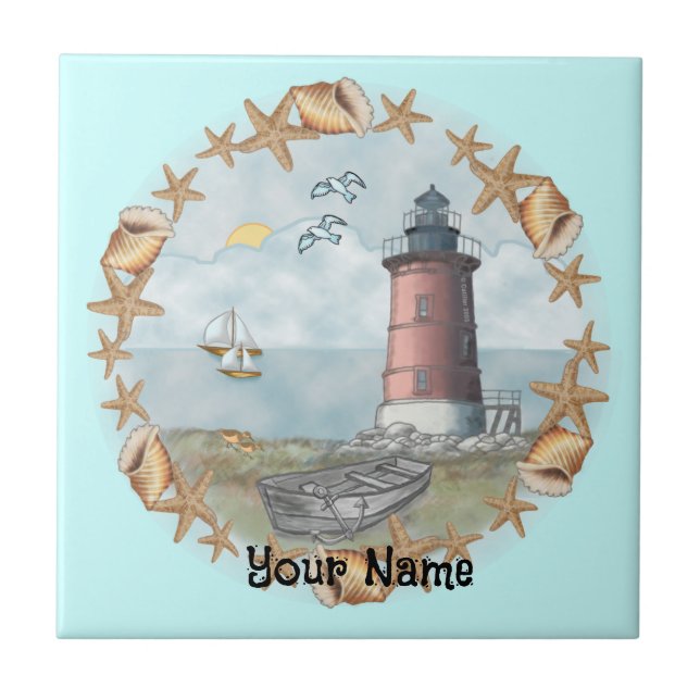 Delaware Shells Lighthouse   tile (Front)