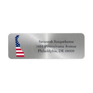 Delaware Silver American Flag Patriotic Return Address Label