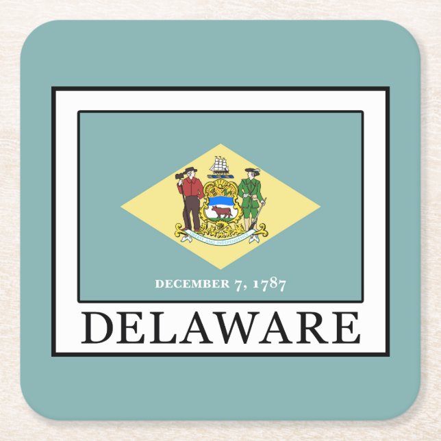 Delaware Square Paper Coaster (Front)