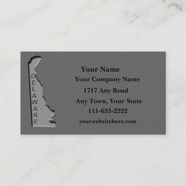Delaware State Business card  carved stone look (Front)