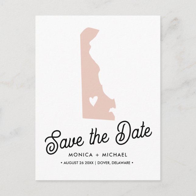 DELAWARE State Destination Wedding  ANY COLOR! Announcement Postcard (Front)