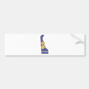 Delaware State Flag and Map Bumper Sticker