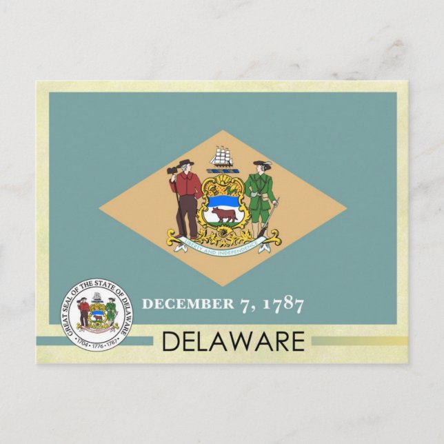 Delaware State Flag and Seal Postcard (Front)