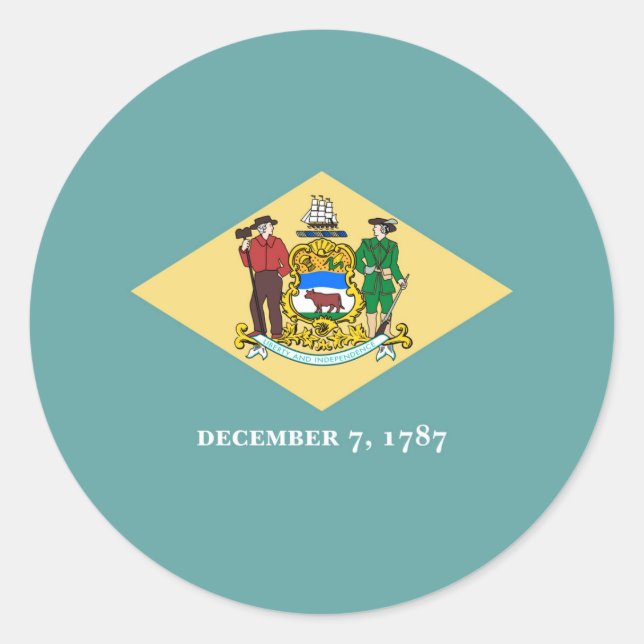 Delaware State Flag Design Classic Round Sticker (Front)