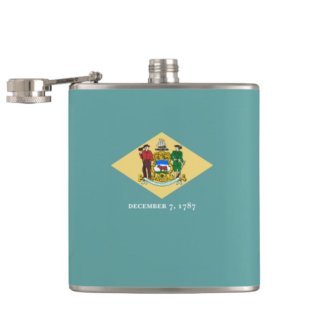Delaware State Flag Design Hip Flask (Opened)