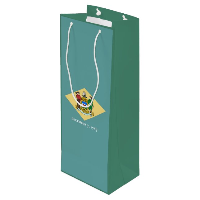 Delaware State Flag Design Wine Gift Bag (Back Angled)