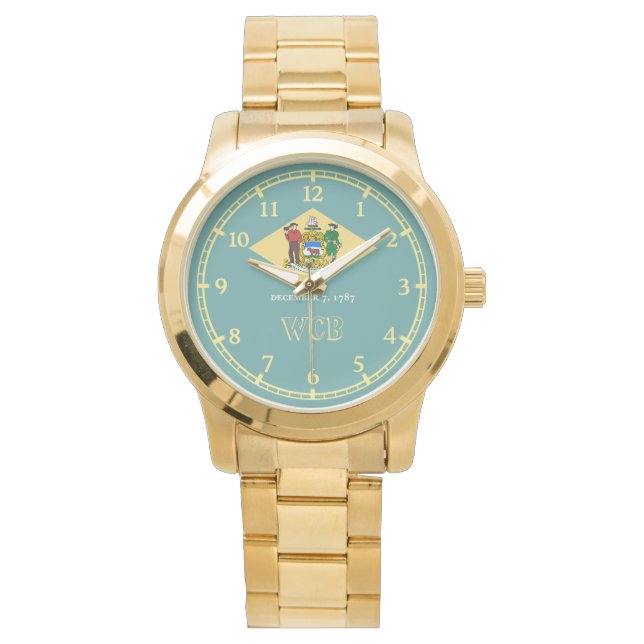 Delaware State Flag Monogram Design Watch (Front)