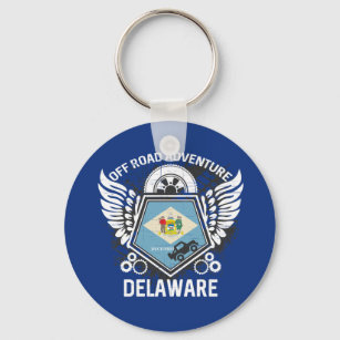 Delaware State Flag Off Road Adventure 4x4 Key Ring