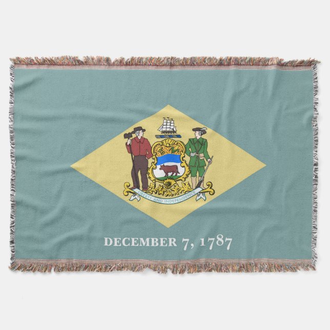 Delaware State Flag Print Patriotic Throw Blanket (Front)