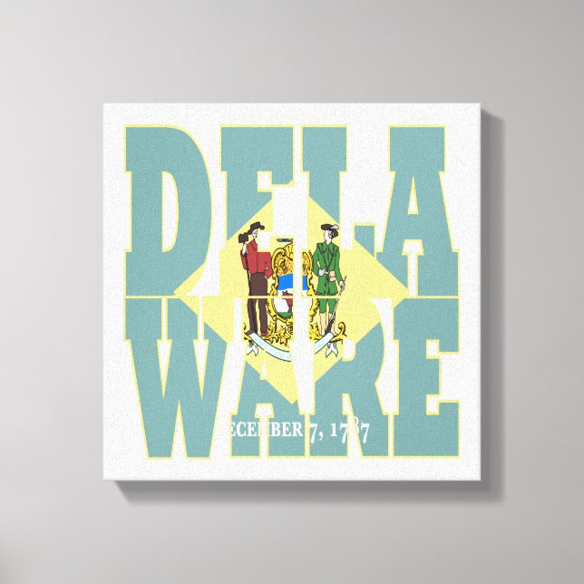 Delaware state flag text canvas print (Front)